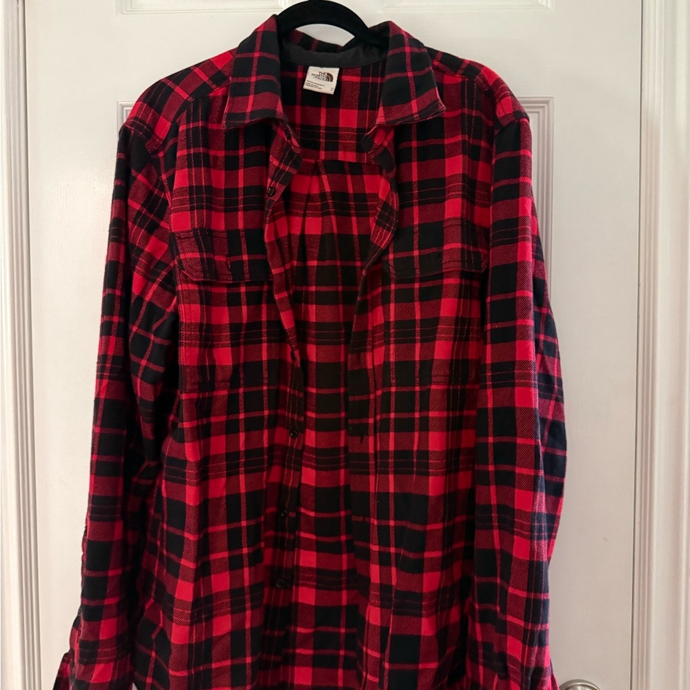 The North Face Red and Black Checkered Thick Flannel